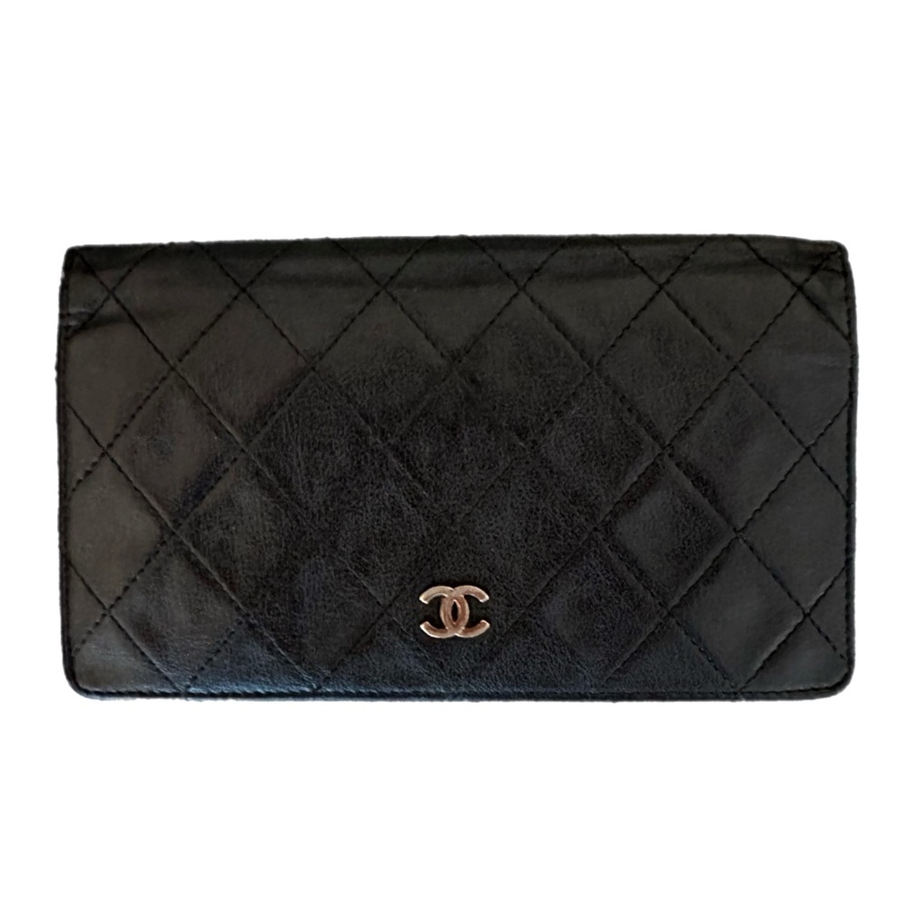 Authentic Vintage Chanel Black Quilted Leather Wallet